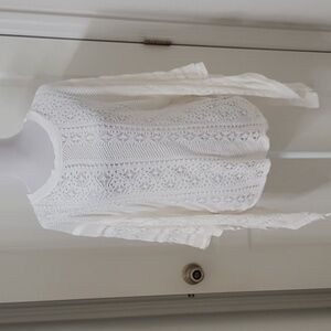 Apostrophe Size L/XL Off-White Swimsuit Cover Up.  Drawstring Bat-Wing Style